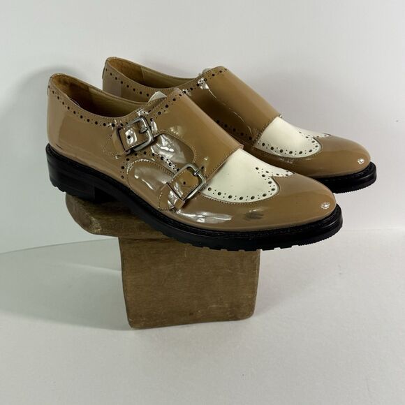 The Office Of Angela Scott Mr.York Monk Strap Shoe Patent Leather Beige&White 42 - Picture 4 of 16
